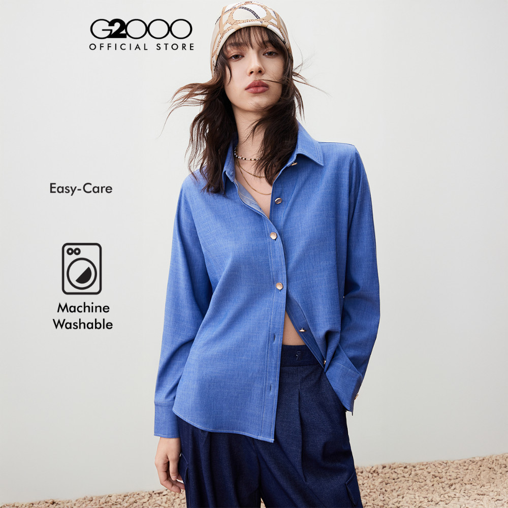 G2000 เสื้อเชิ้ตลำลองสำหรับผู้หญิง ทรง Relaxed Fit รุ่น 5623281774 BLUE
