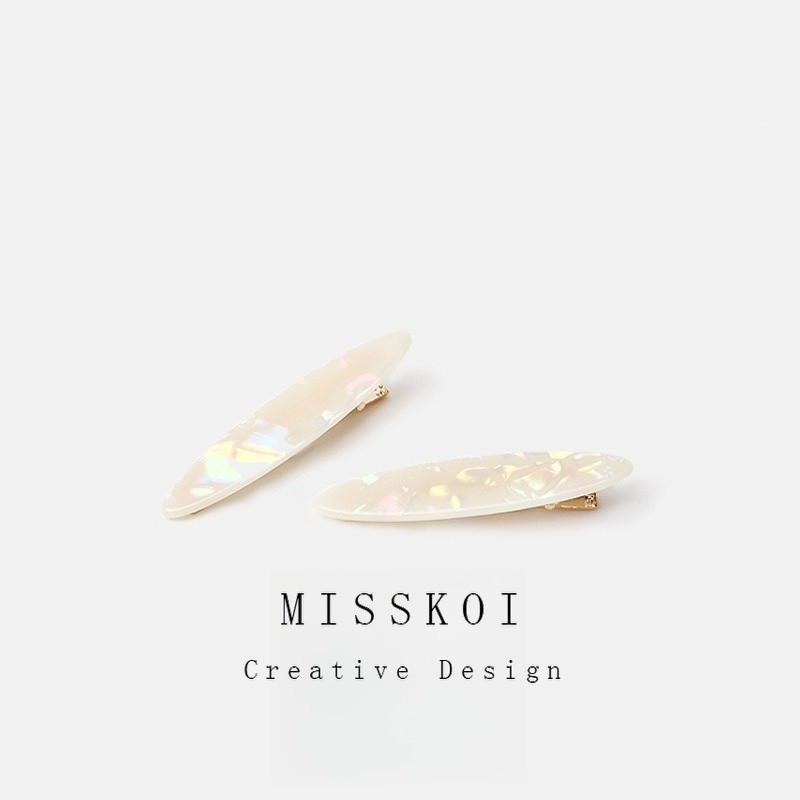MISSKOI Simple High-End Sense Phantom French Hairpin ประณีต Classy หญิง Acetate Bangs ผมหักด้านข้าง Hairpin