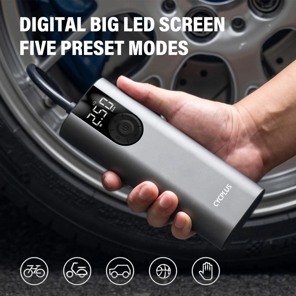 CYCPLUS A8 เครื่องอัดอากาศไฟฟ้าจักรยานปั๊มสําหรับรถ Inflator แรงดันสูงจักรยานอุปกรณ์เสริมสําหรับ Mtb