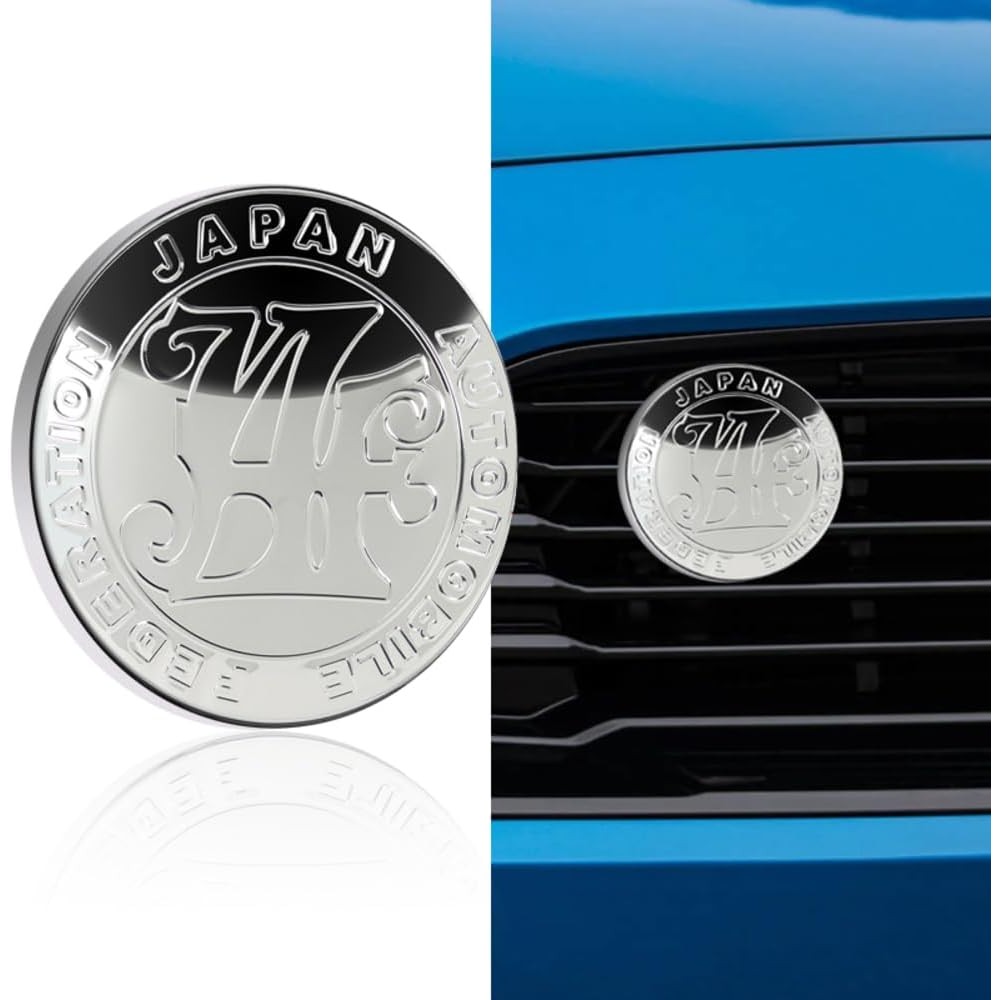 Q1-TECH, ญี่ปุ่นรถยนต์ Federation VIP JDM JAF ป้ายสัญลักษณ์โลหะสําหรับรถยนต์ทั้งหมดกระจังหน้าย่าง (ส