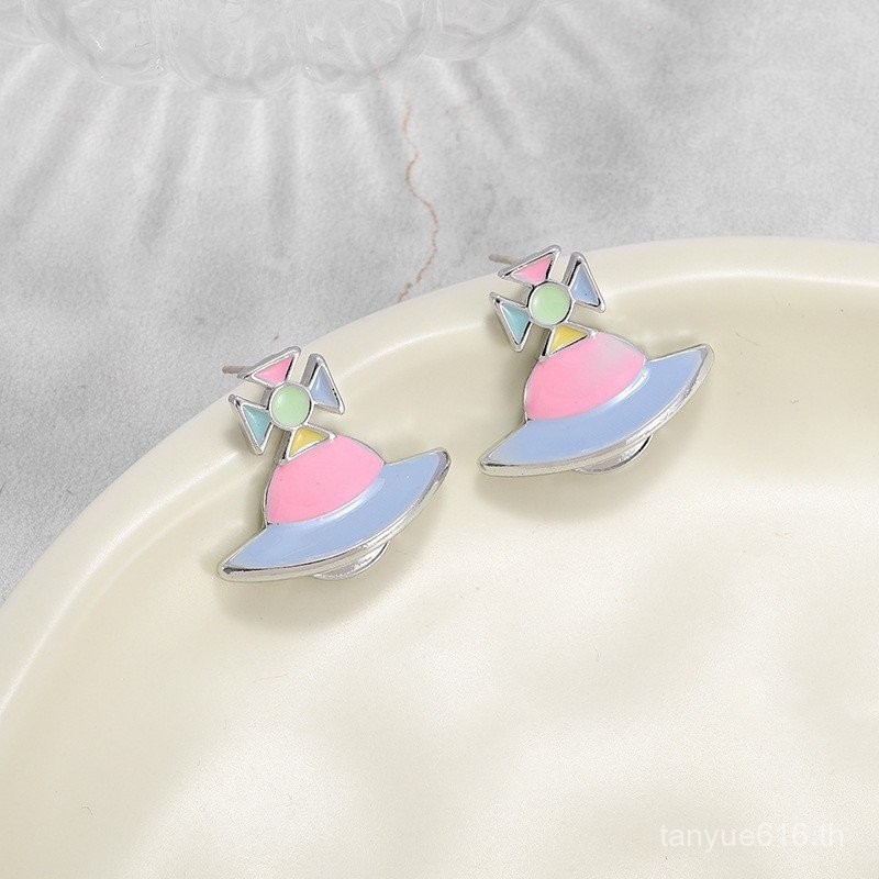 0913-YWGM-YL Vivian Planet Sweet Cool Niche Personality Trendy Color Dopamine Saturn Fashion S925 Si