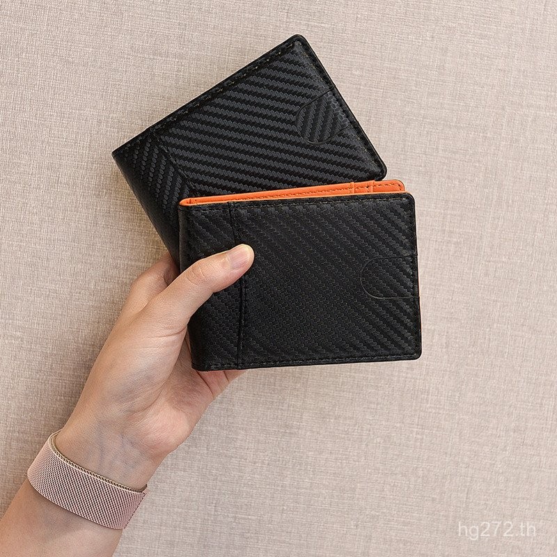 Multi-Card กระเป๋าสตางค์คาร์บอนไฟเบอร์ไมโครไฟเบอร์ผู้ชายเอกสาร Dollar Clip กระเป๋าใส่เหรียญ 360°E18 