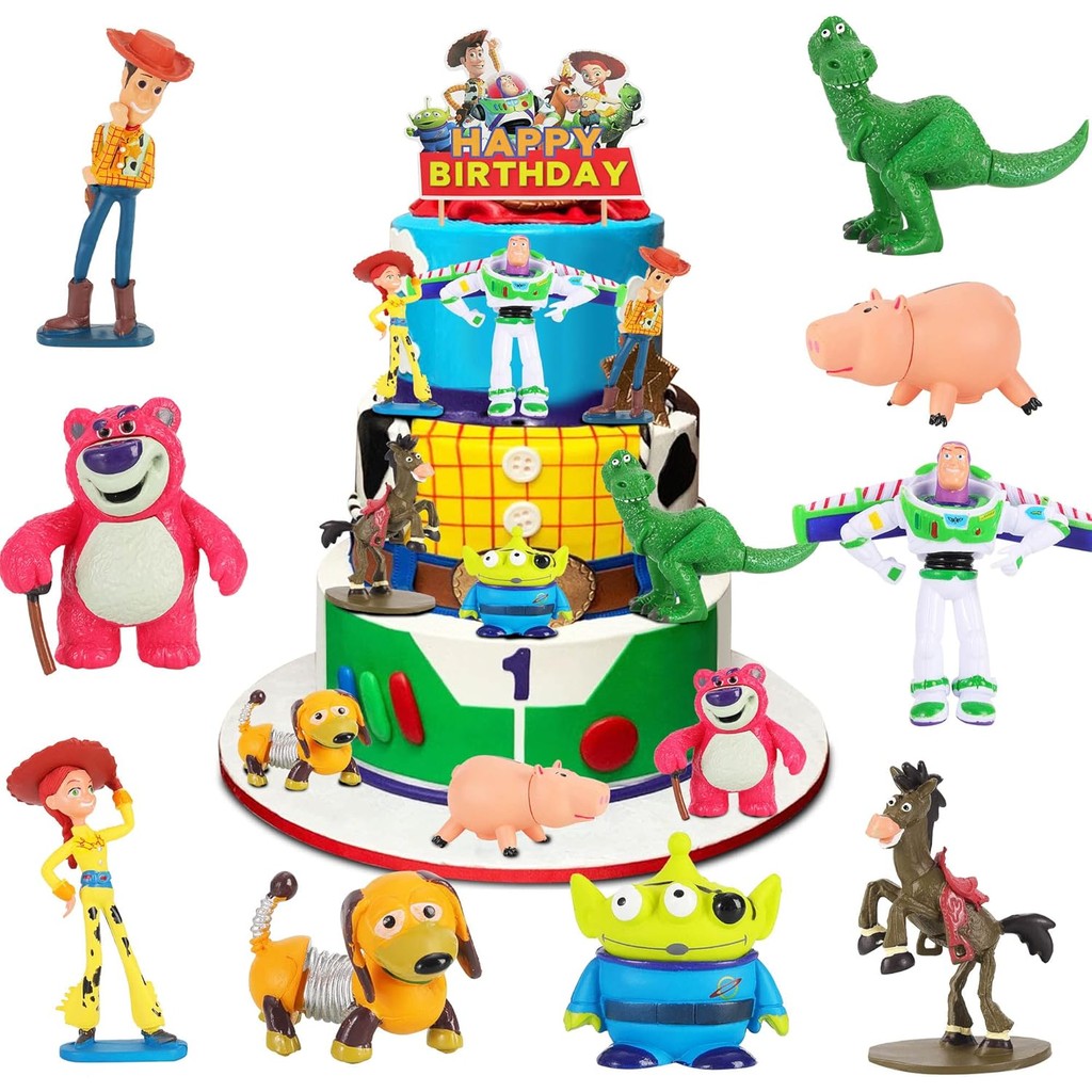 9Pack Story Action Figures ของเล่นเค้ก topper, การ์ตูนตัวเลข Cupcake Toppers สําหรับวันเกิดตกแต่งเค้