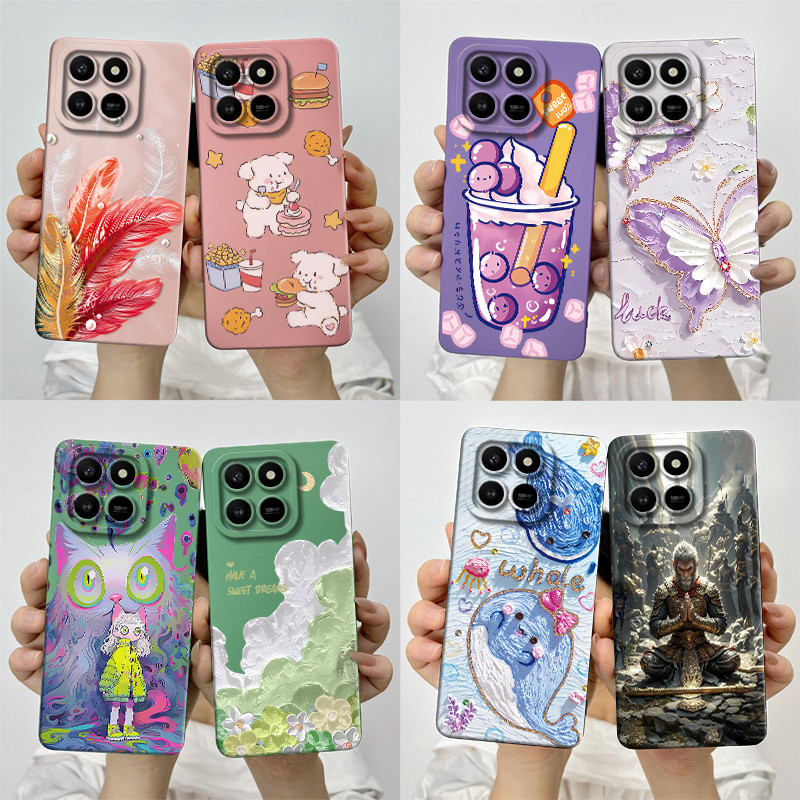 สําหรับ Honor X7D 5G / Honor 400 สมาร์ท 5G LGN-NX1 เคสโทรศัพท์ออกแบบใหม่ MilkTea รูปแบบฝาครอบซิลิโคนเหลวปลอกป้องกัน