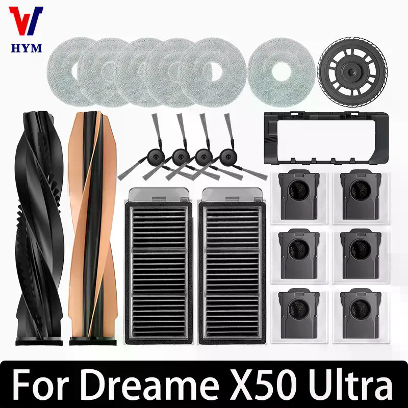 Dreame X50 Ultra X40 Pro S40 Enhanced Edition ชิ้นส่วนสูญญากาศหลักแปรงด้านข้าง Hepa Filter Mop ผ้าถุงเก็บฝุ่นอุปกรณ์เสริม – โปรปัง