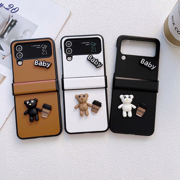 เคส flip6 เคส z flip 5 เหมาะสําหรับเคสโทรศัพท์ Samsung zflip6 Coffee Bear Galaxy ZFlip5 Flip zflip3/