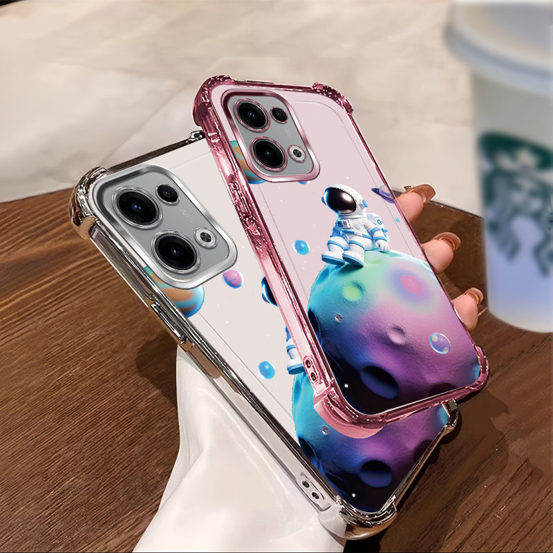 เหมาะสําหรับ OPPO A6 Pro 4G 5G เคสโทรศัพท์กันกระแทกElectroplated รูปแบบสาวสวย TPU ปลอกป้องกันนุ่ม XQ