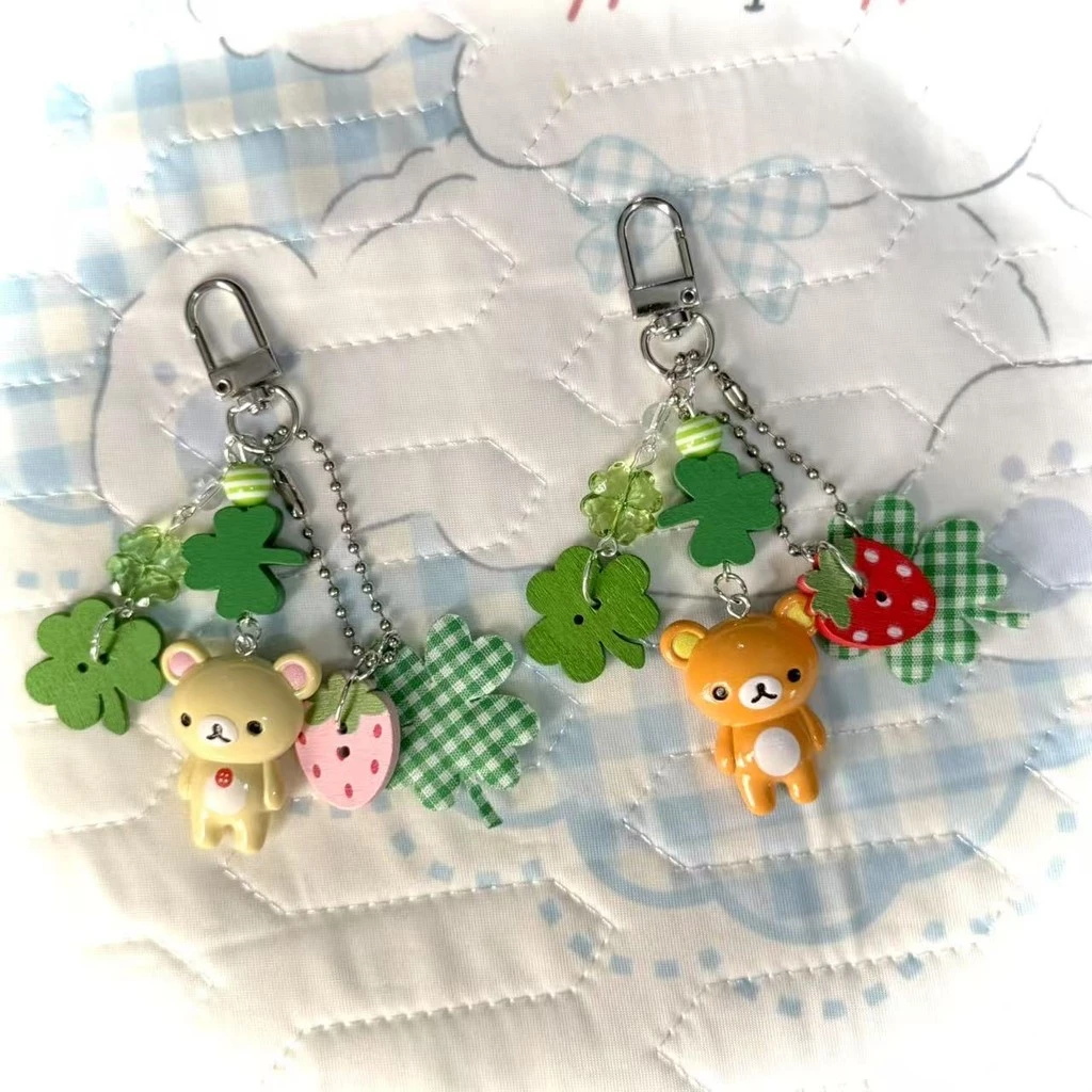 Four-leaf Clover Rilakkuma โบราณญี่ปุ่นน่ารัก Thing Millennium จี้จี้ Ccd พวงกุญแจโซ่ของขวัญ