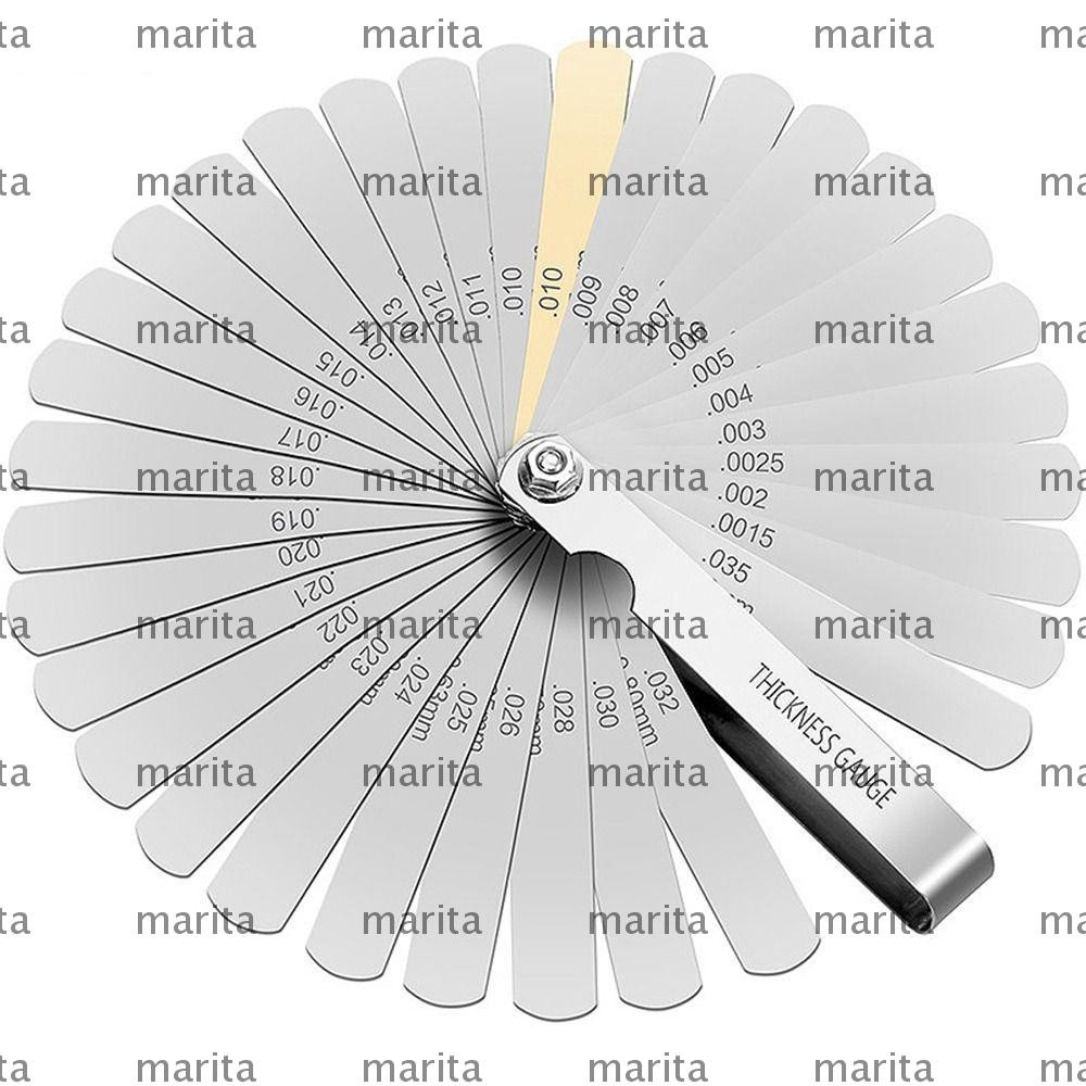 เครื่องมือวัดช่องว่าง MARITA เมตริกและอิมพีเรียล Dual Marked 32 Blades Feeler Gauge สแตนเลส 0.04 ~ 0