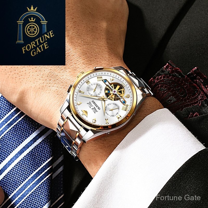 นาฬิกาจักรกล Oupinke สีเขียว Submariner นาฬิกาธุรกิจสำหรับผู้ชาย MHQK