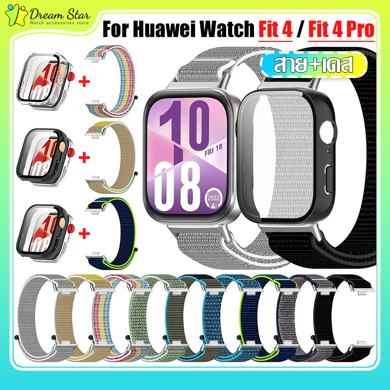 【เคส+สาย】สายไนลอนหลอง for Huawei Watch Fit 4/Fit 4 Pro อุปกรณ์เสริมสายพานกีฬา for Smartwatch Huawei 