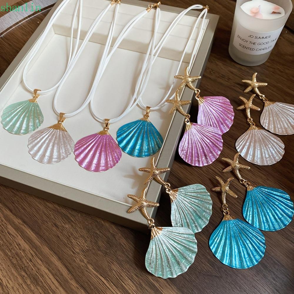 เครื่องประดับทะเล Bohemian: สร้อยคอและต่างหูเปลือกปลาดาว สไตล์ Bohemian สำหรับชายหาด
