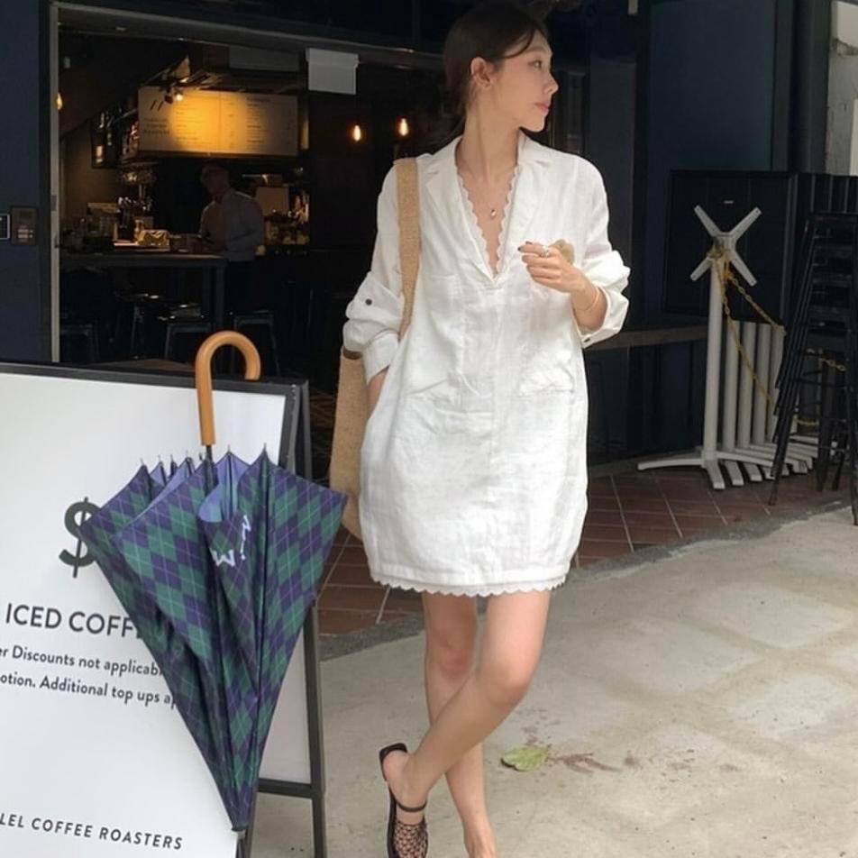 Red Berry ชุดเดรสเชิ้ต เดรสเกาหลีน่ารักๆ ทรงหลวม แฟชั่นฤดูร้อน สําหรับผู้หญิงW520