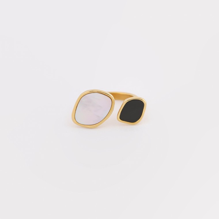 Sihoo Jewelry แหวนเปิดหินคู่ทองโบราณของผู้หญิง TR060R