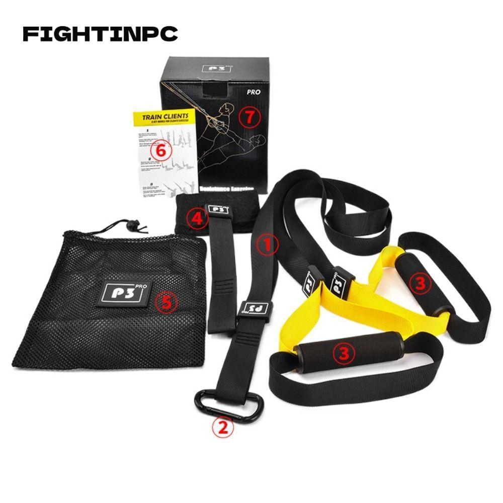 FIGHTINPC Fitness Suspension Training Belt, with Suspension Straps P3-Trx Resistance Training Kit, P
