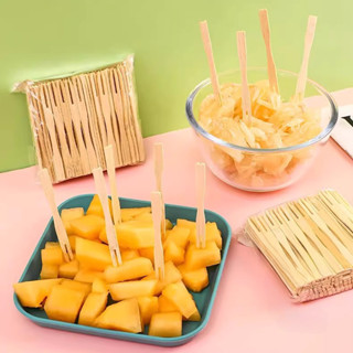 ส้อมจิ้มผลไม้ ไม้ไผ่ ส้อมขนม (ถุงละ 100 ใบ) ส้อมผลไม้ ใช้แล้…