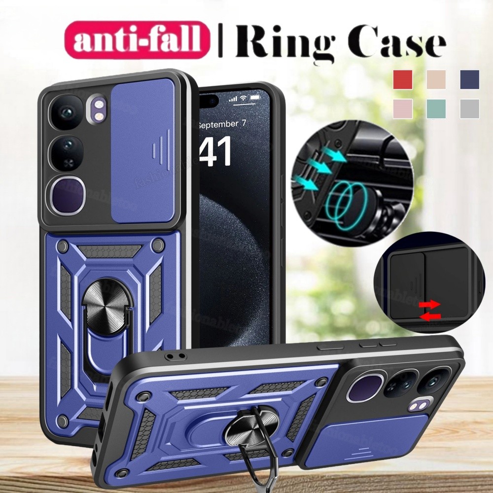 สําหรับ VivoY21d 2025 สําหรับ Vivo Y21 d Y21d Y 21d VivoY21d กันกระแทกเคสโทรศัพท์เกราะแหวนวงเล็บ Stent Push เลนส์กล้องป้องกันปกหลัง