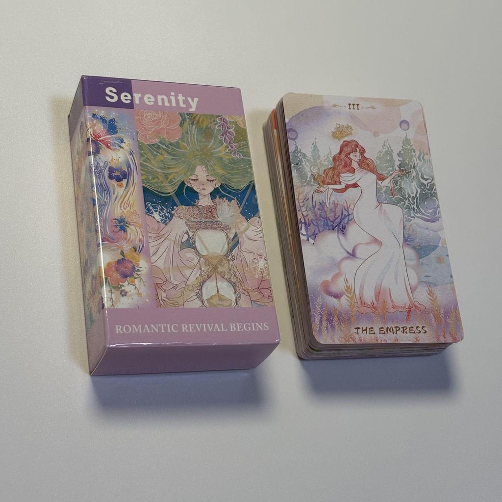 Serenity Tarot Deck 80 ชิ้น Warm Dreamy อะนิเมะสไตล์ไพ่ทาโรต์ตามระบบ Rider hjuth