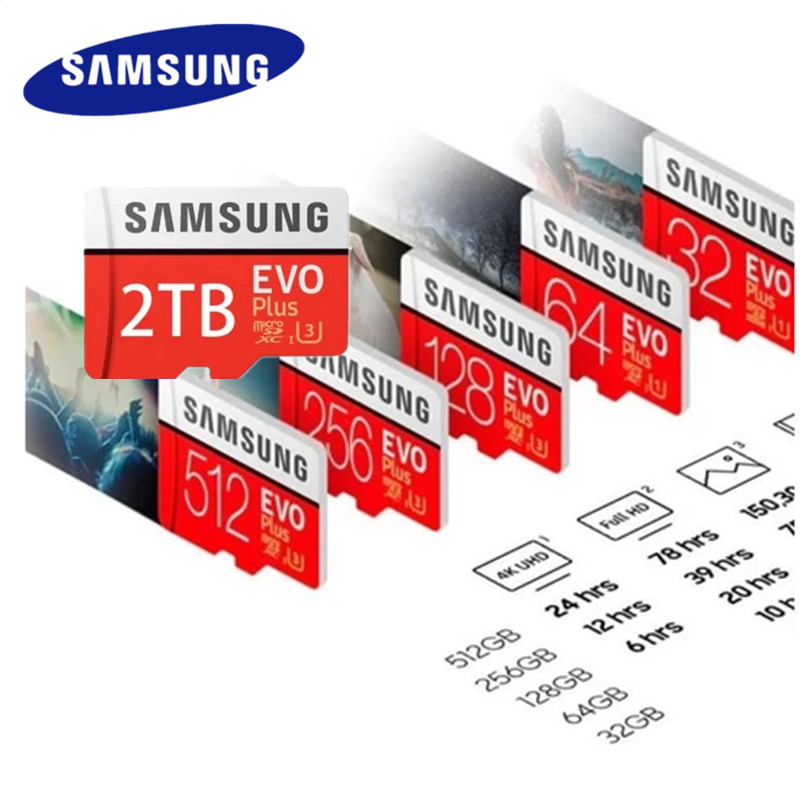 Samsung 2TB การ์ดจัดเก็บข้อมูล Micro tf sd การ์ด 16GB 32GB 64GB 128GB 256GB 512GB 1TB สําหรับสมาร์ทโฟน โดรน อะแดปเตอร์