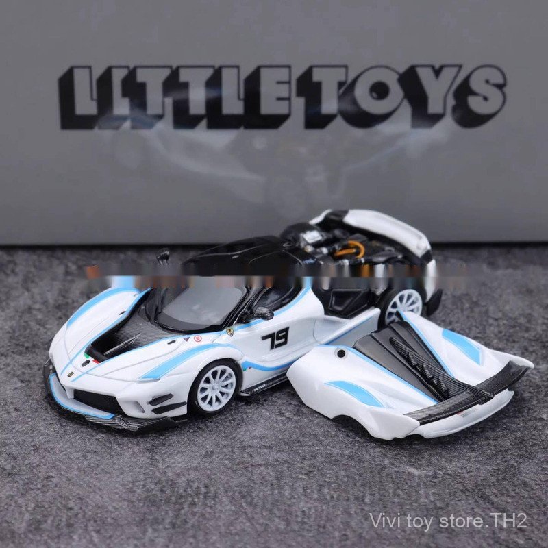 Vivi ของเล่นLittle Toy Foshan Exhibition 1: 64 FXXK EVO # 79 สีขาวแถบสีฟ้า โมเดลรถโลหะผสม 251014 WAD
