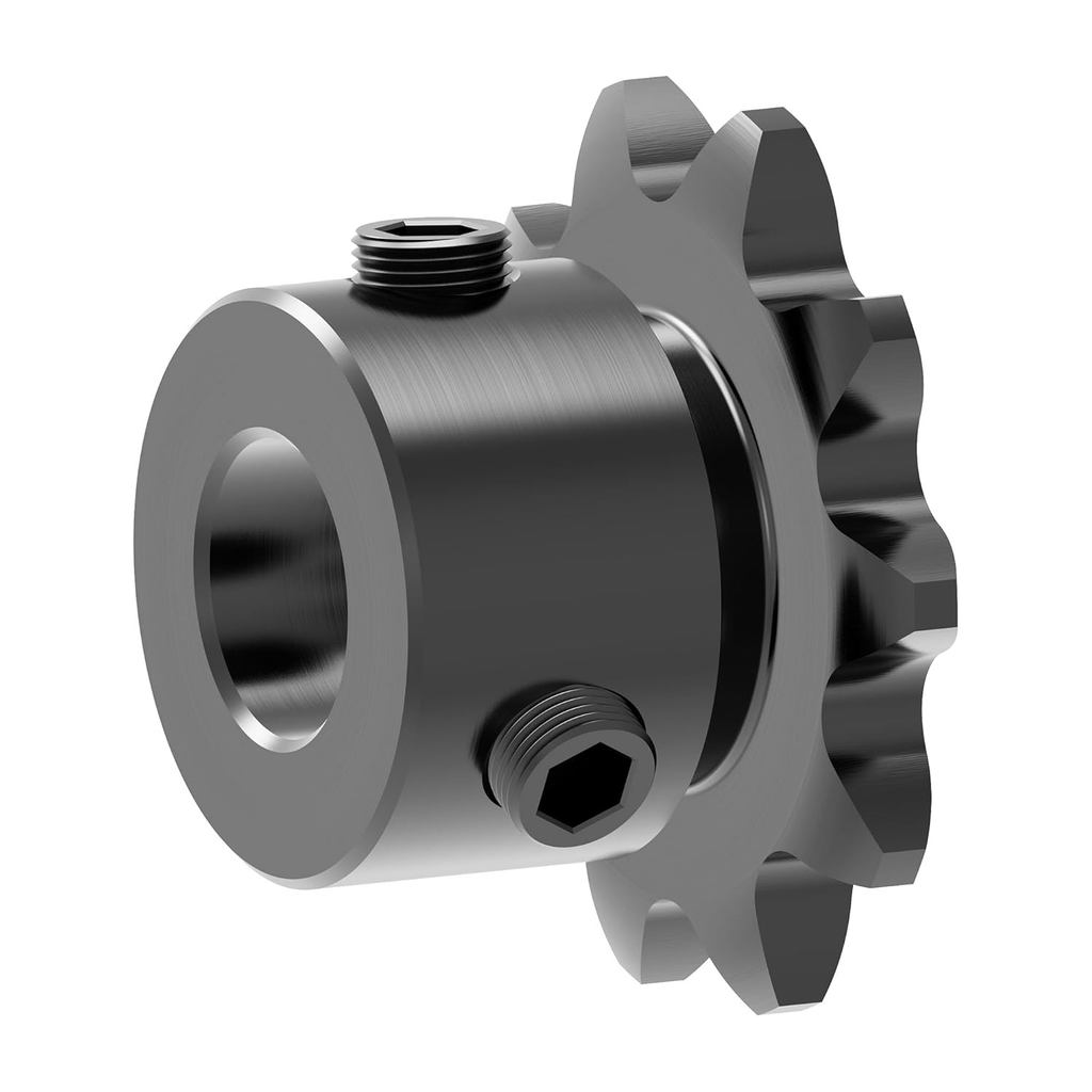 10 ฟัน Roller Chain Sprocket B ประเภทฟันแข็ง, 25 โซ่ Sigle Strand 1/4 นิ้ว Pitch, 1/4 "Bore Black Ox