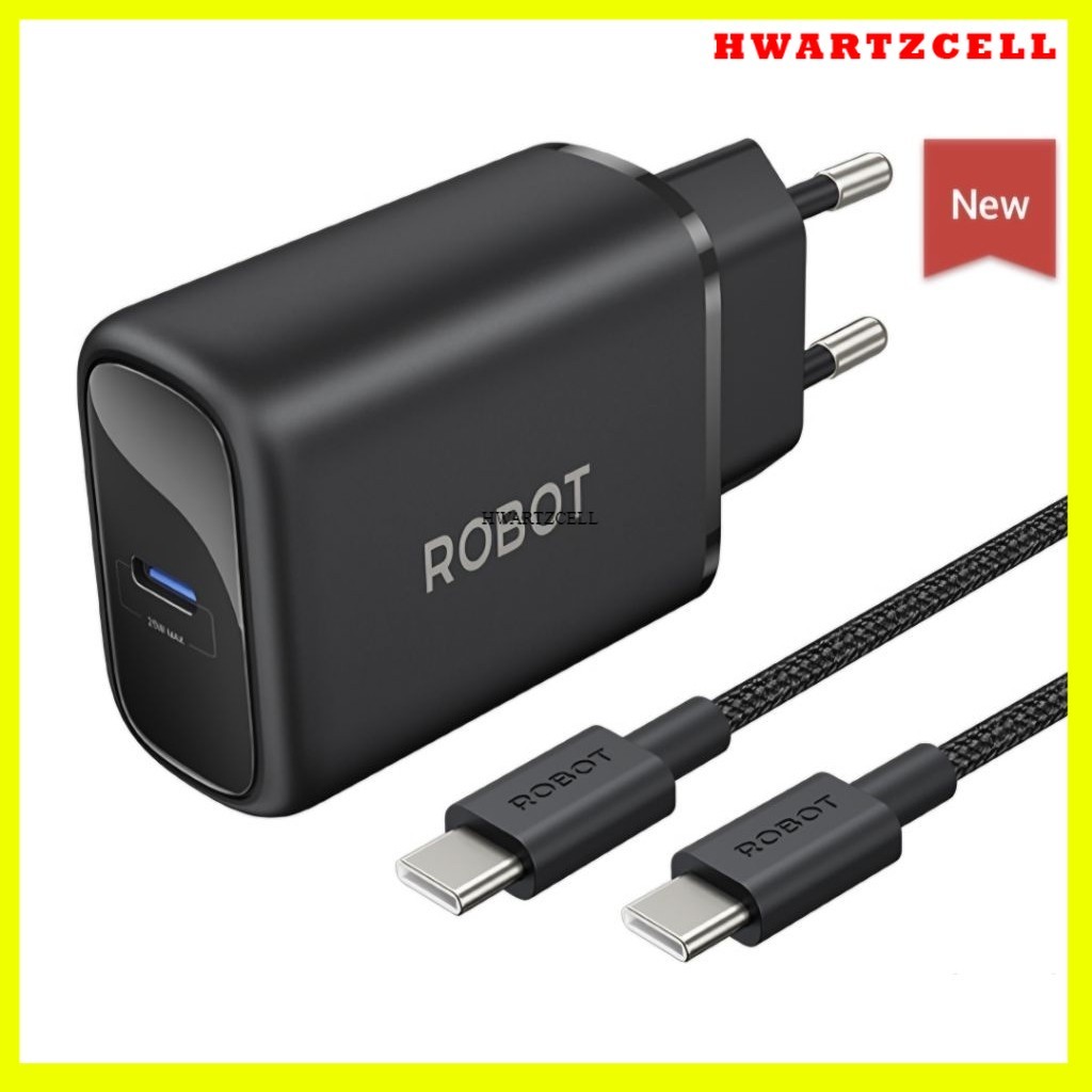 HP [HWARTZ] ROBOT Golden Series GaN Charger 25W RT-GC01C พร้อมสายถัก 1.5 ม. C TO C ที่ชาร์จโทรศัพท์ม