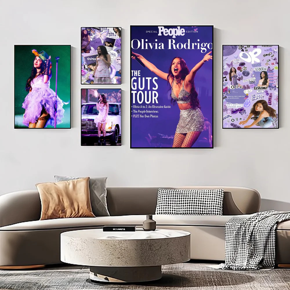 Pop นักร้อง Olivia Rodrigo คลาสสิก Vintage โปสเตอร์ Decoracion Wall Art สีขาวกระดาษคราฟท์ Kawaii ตกแ