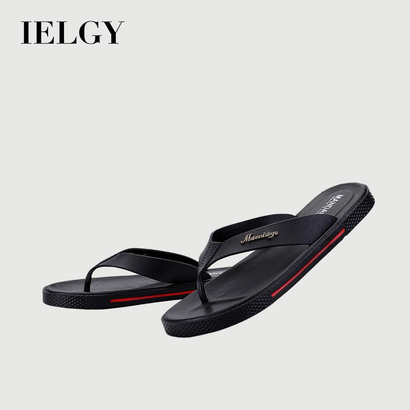 IELGY Flip-Flops ผู้ชายฤดูร้อนสไตล์ใหม่เวอร์ชั่นเกาหลีส้นแบนสวมใส่กลางแจ้ง Flip-Flops Soft Sole Anti-Slip กลางแจ้ง