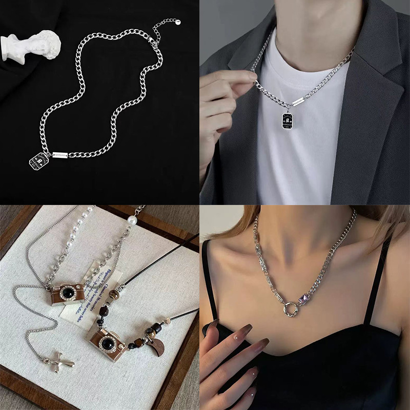 Top.street สร้อยคอ สไตล์เกาหลี Camera 📷 จี้/สร้อยเงิน สีเงิน วินเทจ style ผู้ชายและผู้หญิง🎁