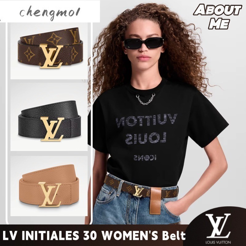 Louis Vuitton LV INITIALES 30mm Reversible Belt เข็มขัดผู้หญิง Lv Belt