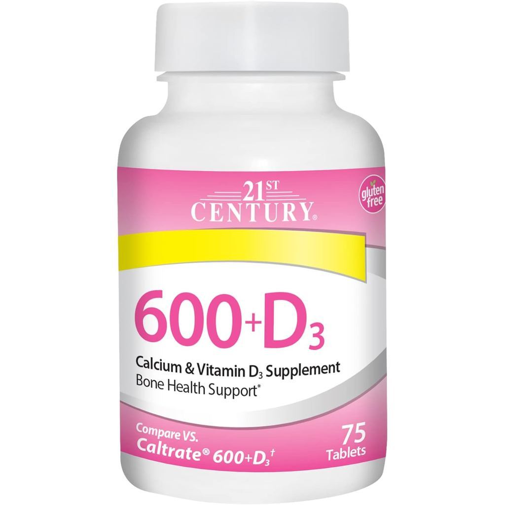 21st Century 600+D3, Calcium & Vitamin D3 (75/400Tablets) แคลเซียม วิตามินดี3 วิตามินแร่ธาตุ