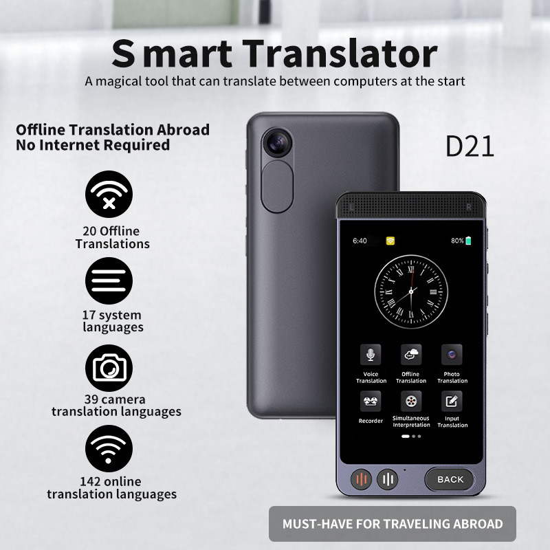 D21 Smart Translator Offline Translator แปลพร้อมกัน Multi-Country Real-Time Dialogue Travel Abroad T