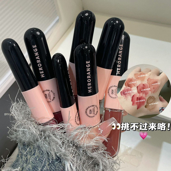 ลิปกันน้ํา ลิป 4u2 ลิปสติก ลิปกลอส HERORANGE Touch-Up Double Color Double-Headed Lip Gloss Clear Wat