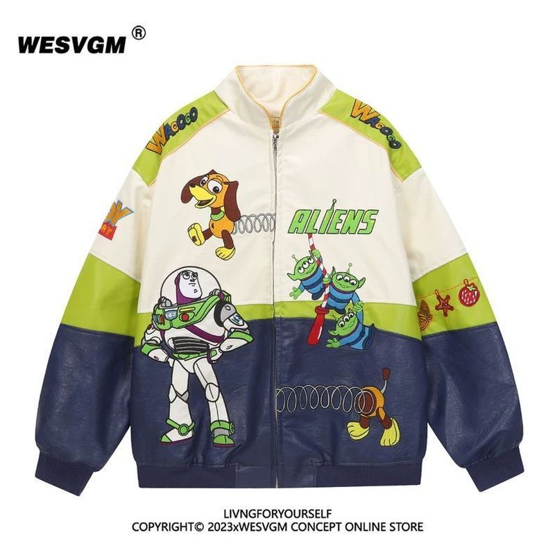 แจ็คเก็ตการ์ตูนอนิเมะ อเมริกันย้อนยุค Toy Story ลายสีสดใส สไตล์อินเทรนด์ สวมใส่สบาย