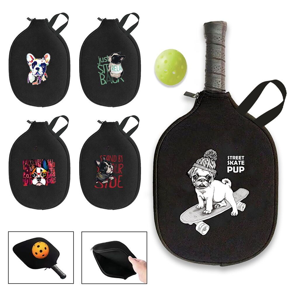 Pickleball Racket Cover Pickleball Bag For Single Paddles Protection Gift Outdoor Sports Training Dog Design
