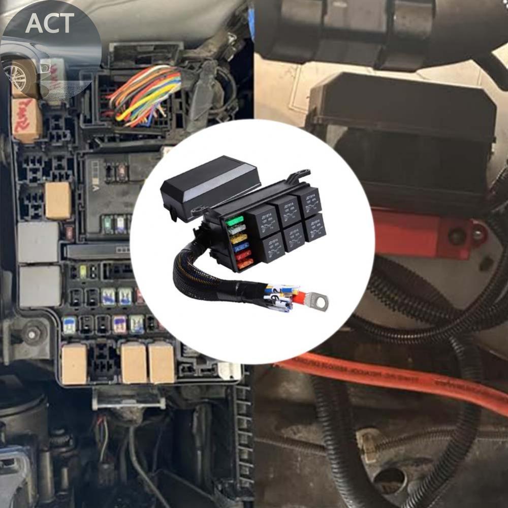 กล่องรีเลย์ 6 Way Prewired ฟิวส์กันน้ําบล็อก 12 AWG 6 ช่อง ATC ATO ฟิวส์ผู้ถือ