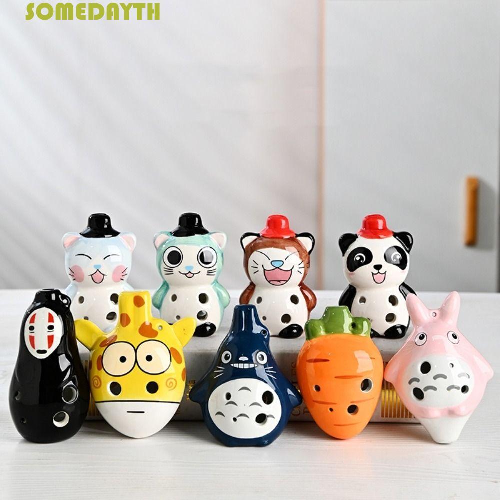 SOMEDAY 6 Hole Ocarina, Alto C Tone ตัวการ์ตูนเซรามิค Ocarina, Creative Hand-painted การศึกษาขนาดเล็