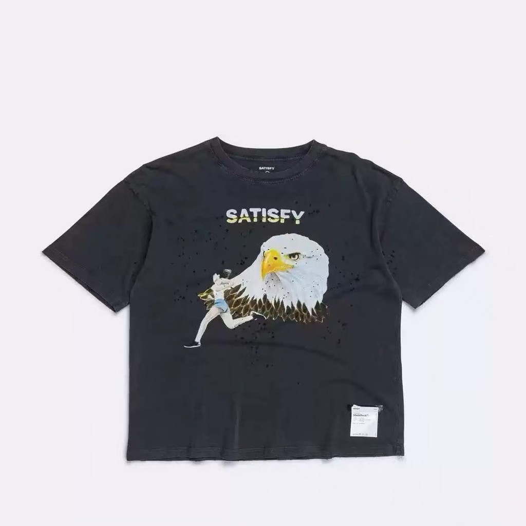 SATISFY Running Short-Sleeved Distressed Ripped Pure Cotton T-Shirt