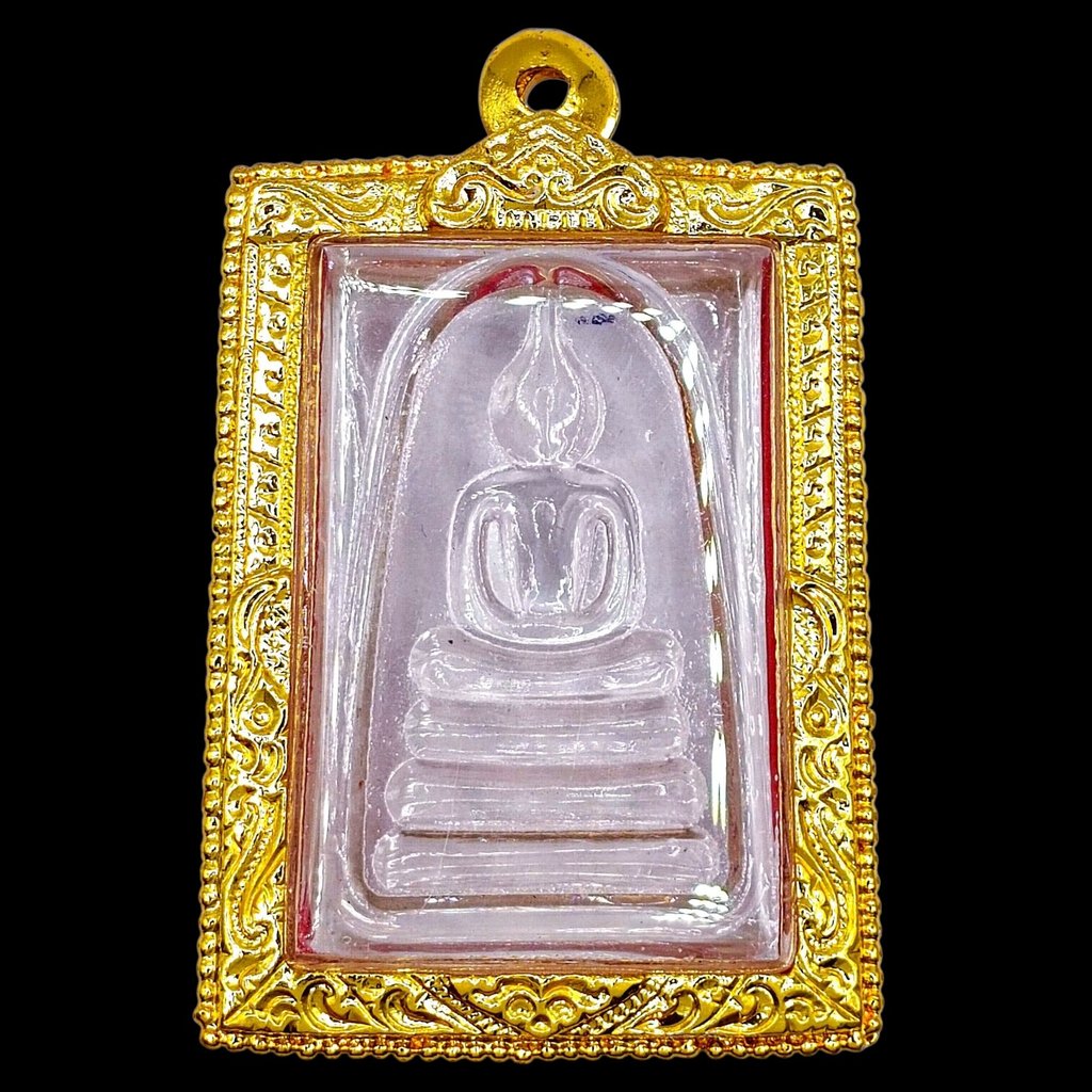 K054 พระสมเด็จ วัดระฆัง พิมพ์ใหญ่ เนื้อ แก้ว ขาว ใส ขนาด 3.6X5.5 เลี่ยม กรอบพระ ทองไมครอน