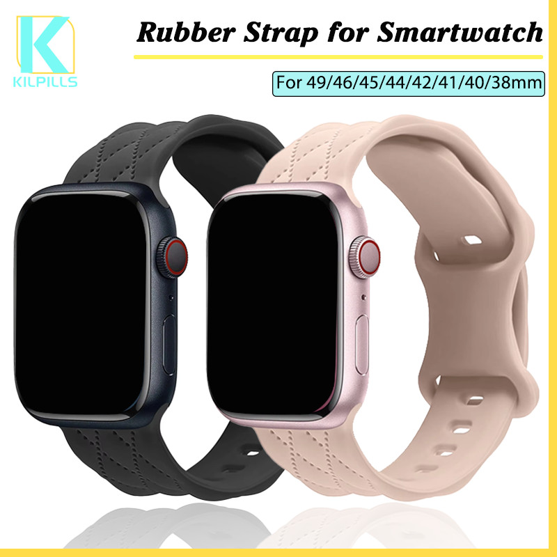 อุปกรณ์เสริมสายพานซิลิโคนพิมพ์ for iWatch Apple Watch Ultra/SE 3 2 Series 11 10 9 8 7 6 5 4 49 46 45 41 44 40 42 38 มม.