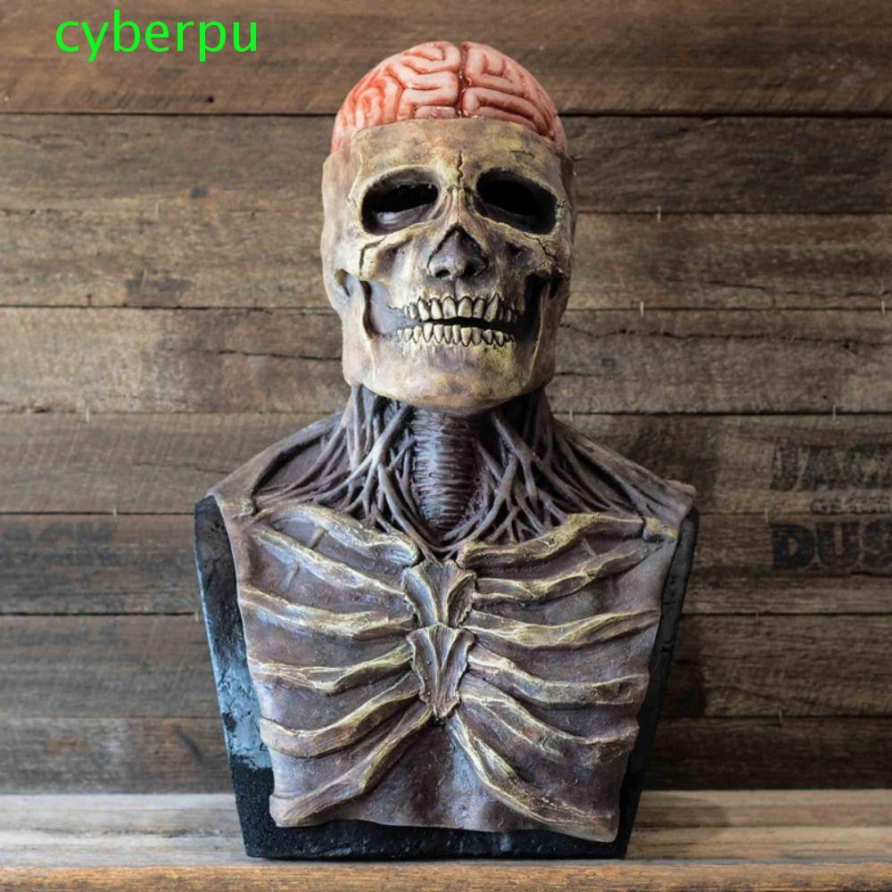 CYBERPULSE ฮาโลวีนโครงกระดูก Prop, 3D Brain Blast Skeleton หน้ากากน่ากลัว, หลายฉากสมองดอกไม้ที่สมจริ