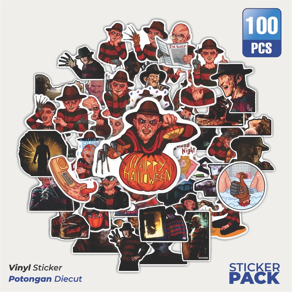 ซุปเปอร์จอง! 100 ชิ้น 100 ชิ้น 100 ชิ้น FREDDY KRUGER สติ๊กเกอร์ความงามกันน้ํา - สําหรับแล็ปท็อป รถจ