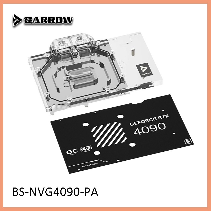 Barrow GPU Water Block สําหรับ NVIDIA RTX 4090,LRC2.0 Full Cover Cooler พร้อมแผ่นหลัง,BS-NVG4090-PA