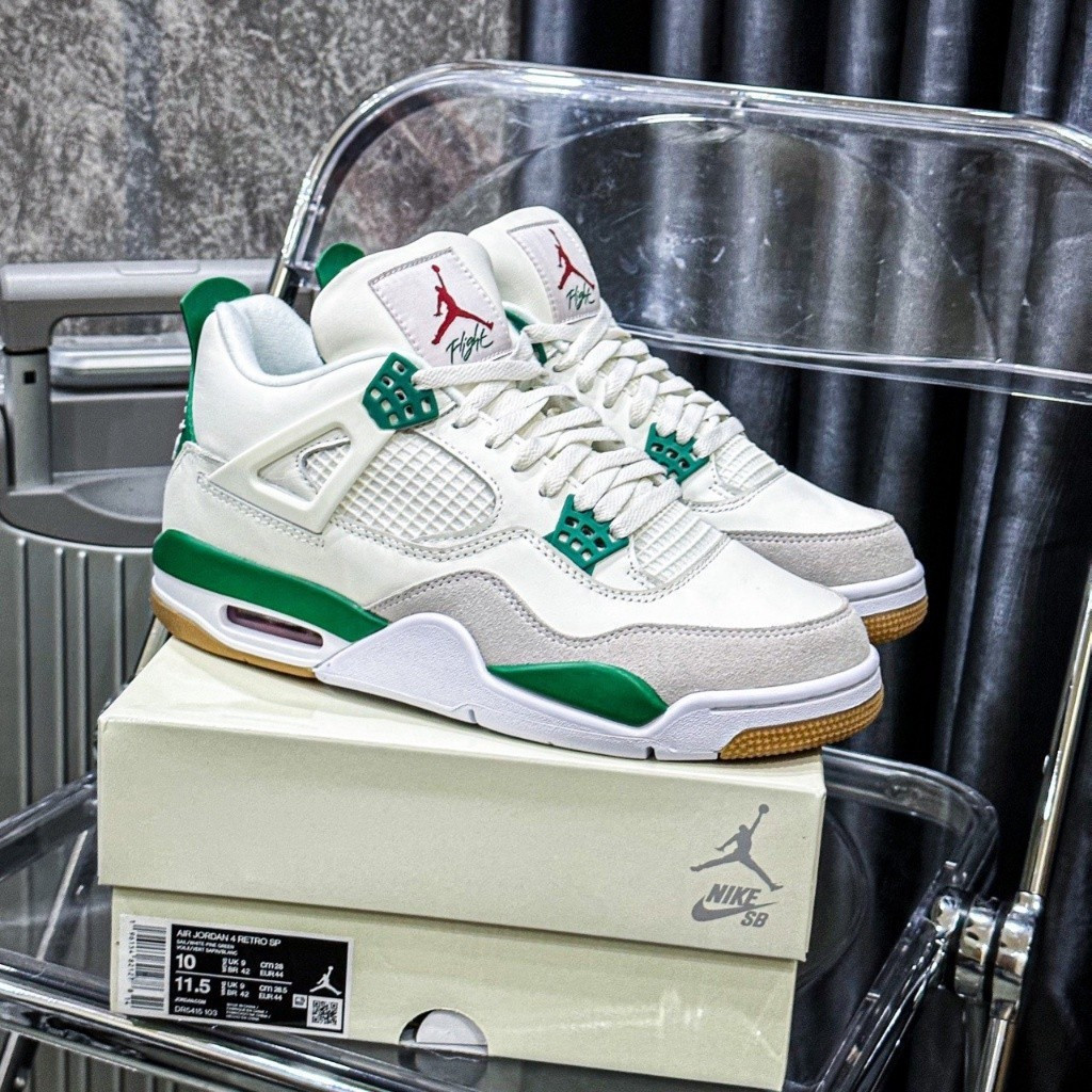 ใหม่ Classic Jordan 4 Retro SB Pine Green รองเท้าผ้าใบคุณภาพดีที่สุด
