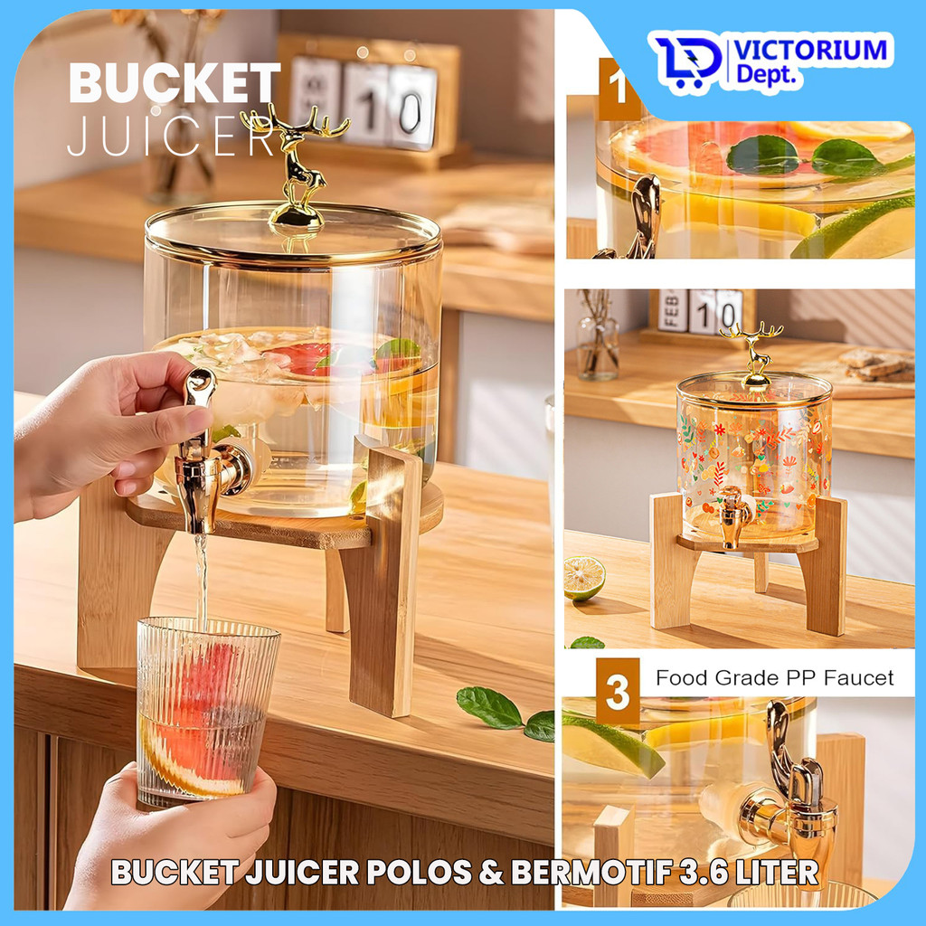 VICTORIUM - PLAIN & PATTERNED SULTAN GLASS WATER DISPENSER 3.6 ลิตร WOODEN, IRON, ACRYLIC LEGS, MODE