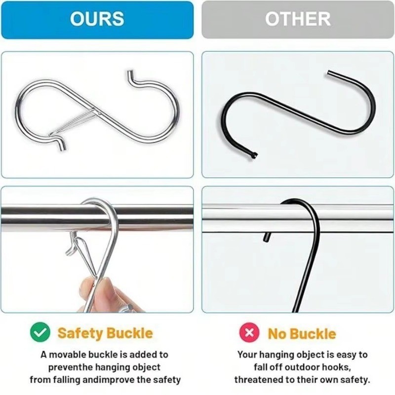 3/5/10ชิ้น กันลม โลหะ ส ตะขอ-ตะขอสําหรับงานหนักที่มีความปลอดภัยหัวเข็มขัด-ตู้เสื้อผ้า/ห้องครัว/ห้องน้ําจัด - รูปที่ 5