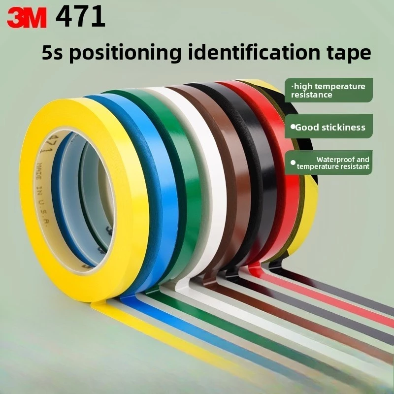 5 มม./10 มม.กว้าง 3M471 สี 33 เมตรคําเตือนเทป PVC ครัว 4d เทปชั้นเครื่องหมายสายตารางติดตําแหน่งเทปเครื่องหมายสายทนต่อการสึกหรอและกันน้ํา
