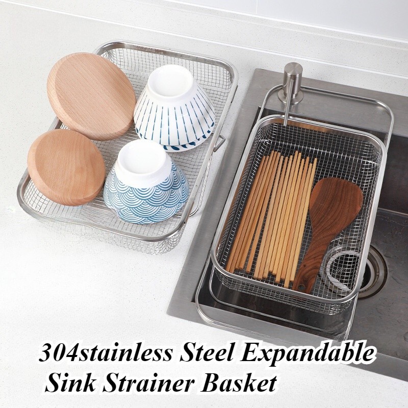 Sink Strainer Basket304stainless Steel Expandable Sink Strainer Basketskitchen Dish Vegetable Washin