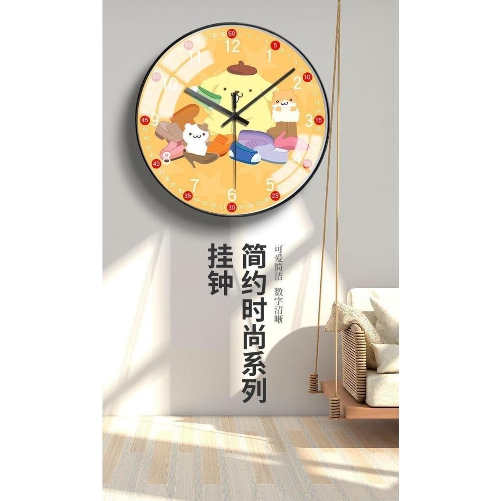 25.4cm Sanrios Hellokittys Wall Clock Cartoon Kuromi Mute Round Clock Sweet Cute My Melody Children 