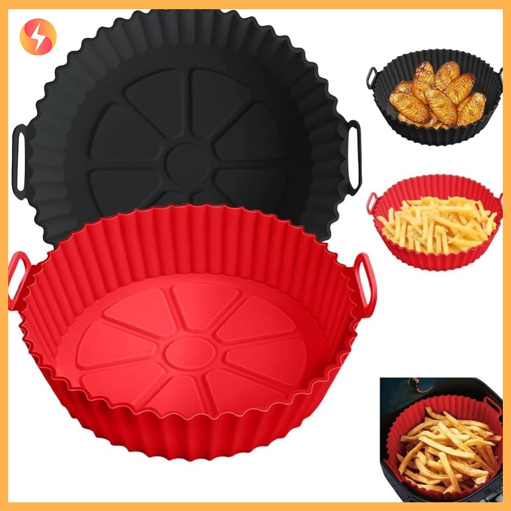 Air Fryer ซิลิโคน Liners ถาดอบแบบใช้ซ้ําได้ตะกร้าหม้อใส่สําหรับ 3 ถึง 5 Qt Air Fryer เตาอบอุปกรณ์เสร